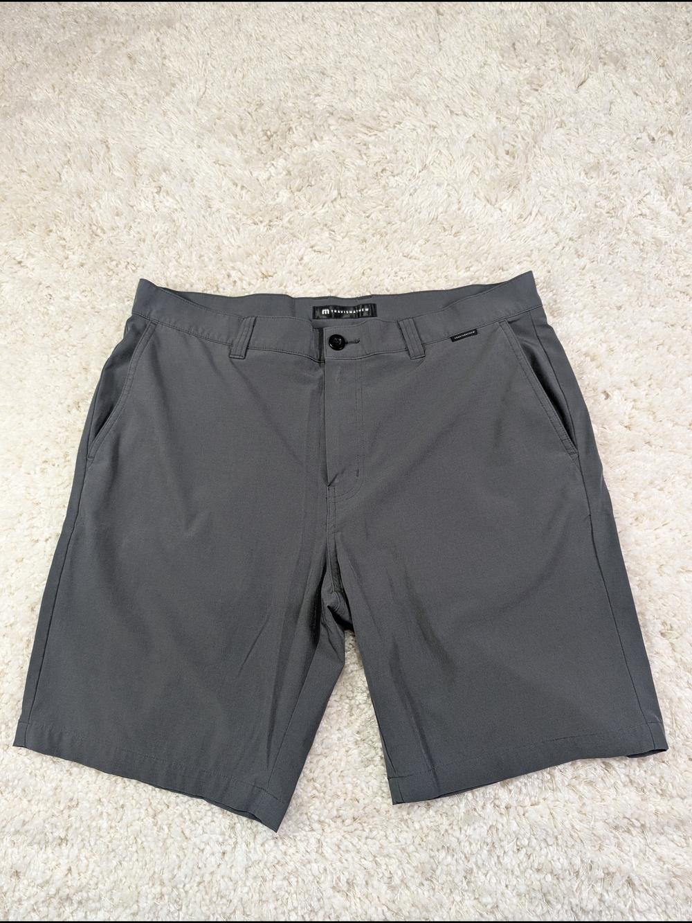 Travis Mathew Charcoal Flat Front Performance Shorts